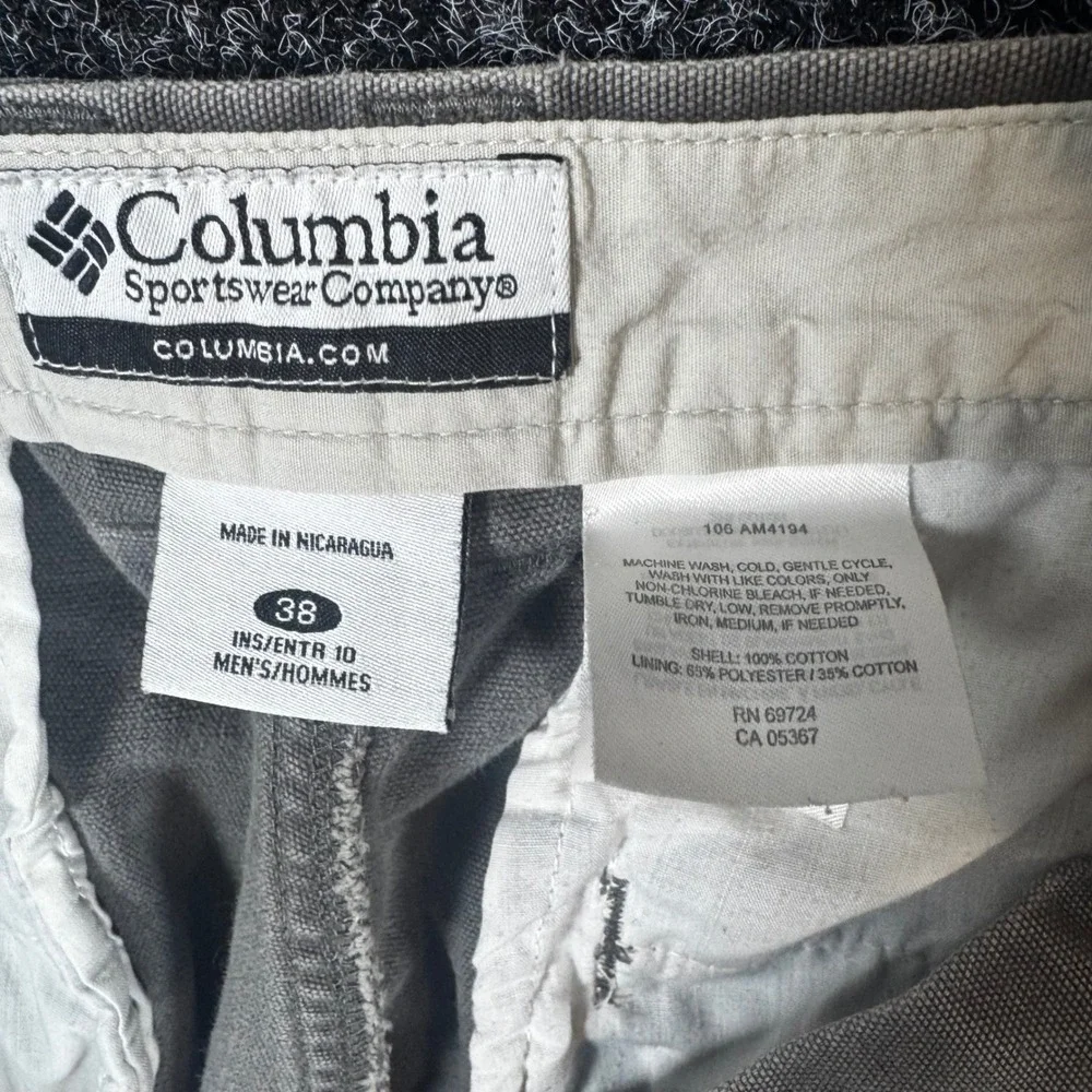 Columbia Mens Gray Canvas Utility Shorts Size 38 Cotton Hiking Cargo AM4194